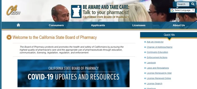 Board Of Pharmacy California